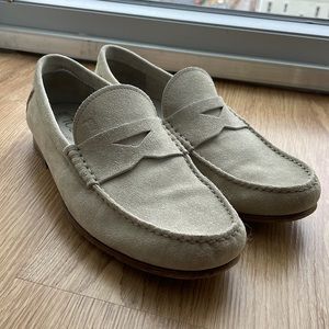 Tod's Suede Penny Loafers - Ivory